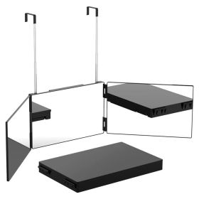 3 Way Mirror with Telescopic Hanger Tri-fold Mirror Personal Makeup Mirror for Self Shaving Hair Cutting Dyeing Curling Braiding 3 Way Mirror with Telescopic Hanger Tri-fold Mirror Personal Makeup Mirror for Self Shaving Hair Cutting Dyeing Curling Braiding
